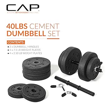 Amazon | キャップバーベル 40ポンド セメントダンベルセット